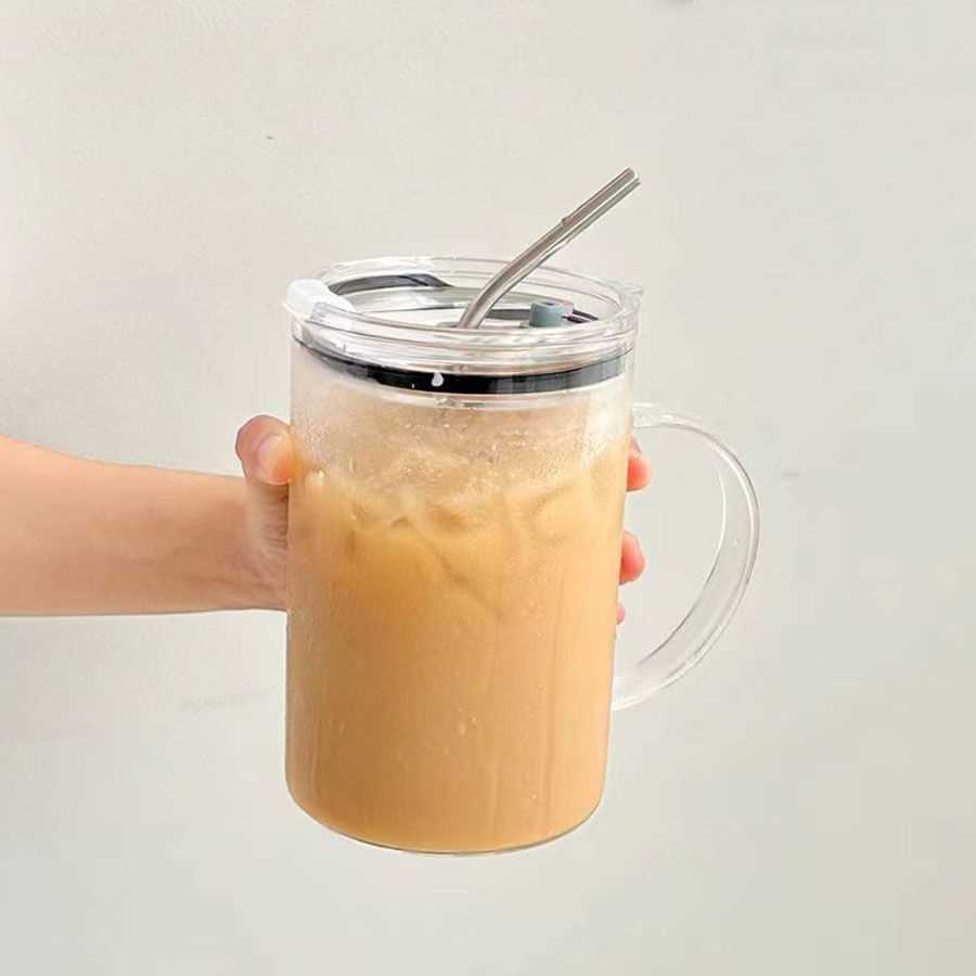 Ladies Multifunctional Glass Pitcher with Lid and Straw Kalsten