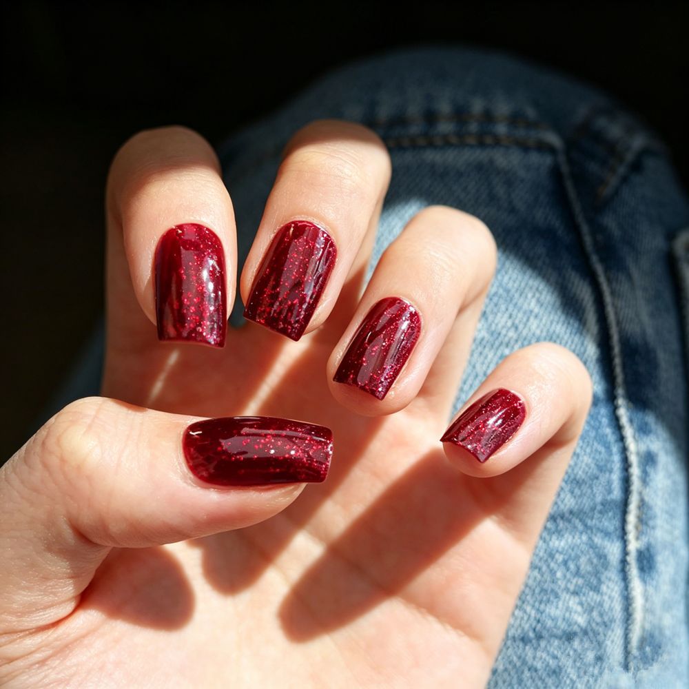 Glossy Glitter Press-On Nail Tips