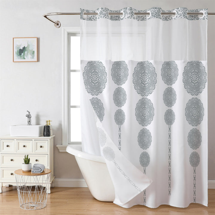 Tropical Leaf Print Shower Curtain Kalsten