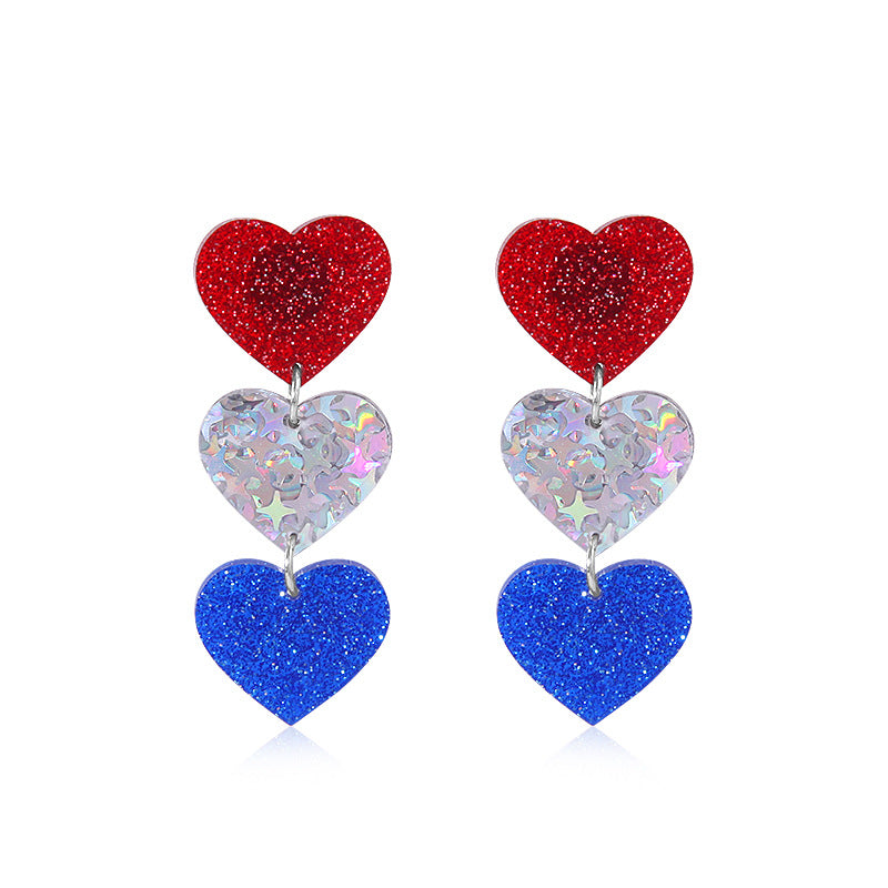 Women's lightweight star earrings with enamel flag design and fishhook Kalsten