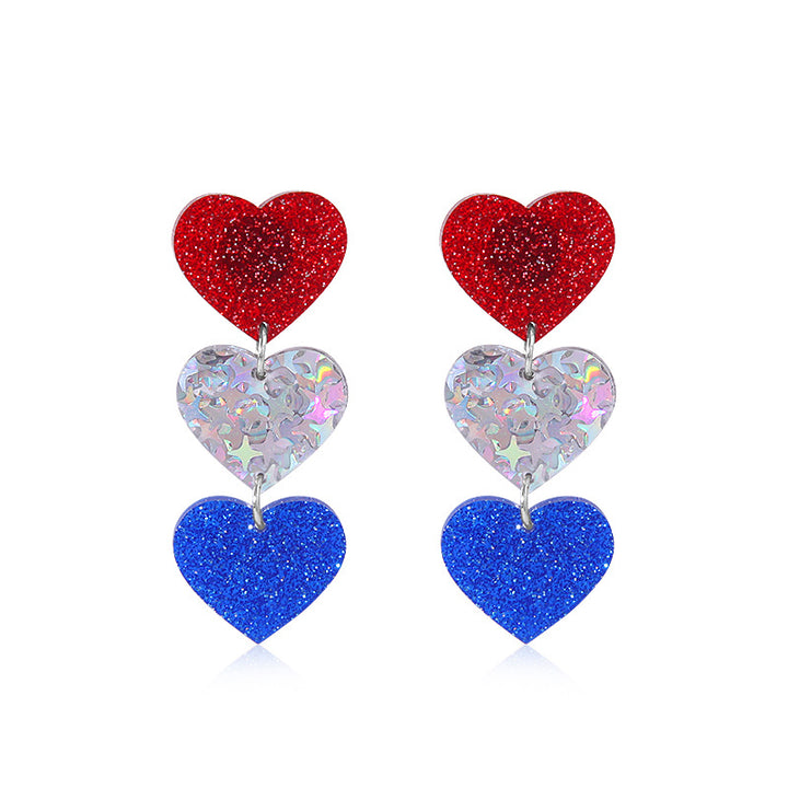 Women's lightweight star earrings with enamel flag design and fishhook Kalsten