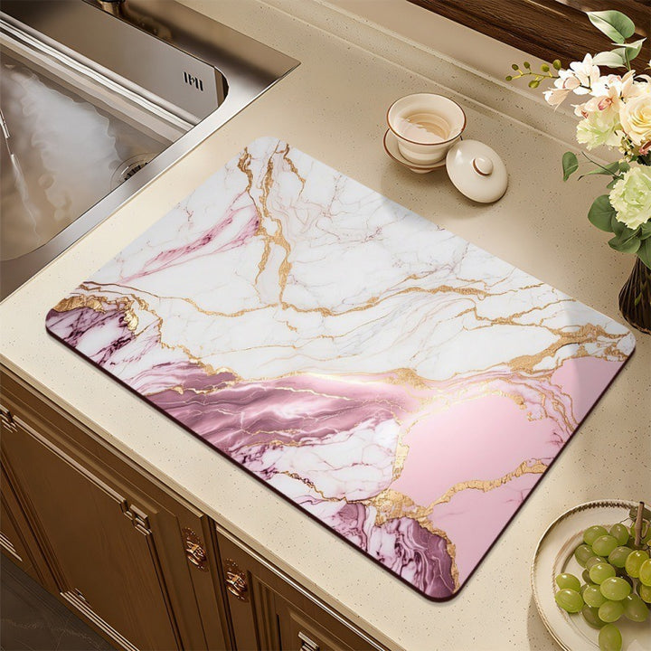 Stylish Marble-Effect Kitchen Mat Kalsten