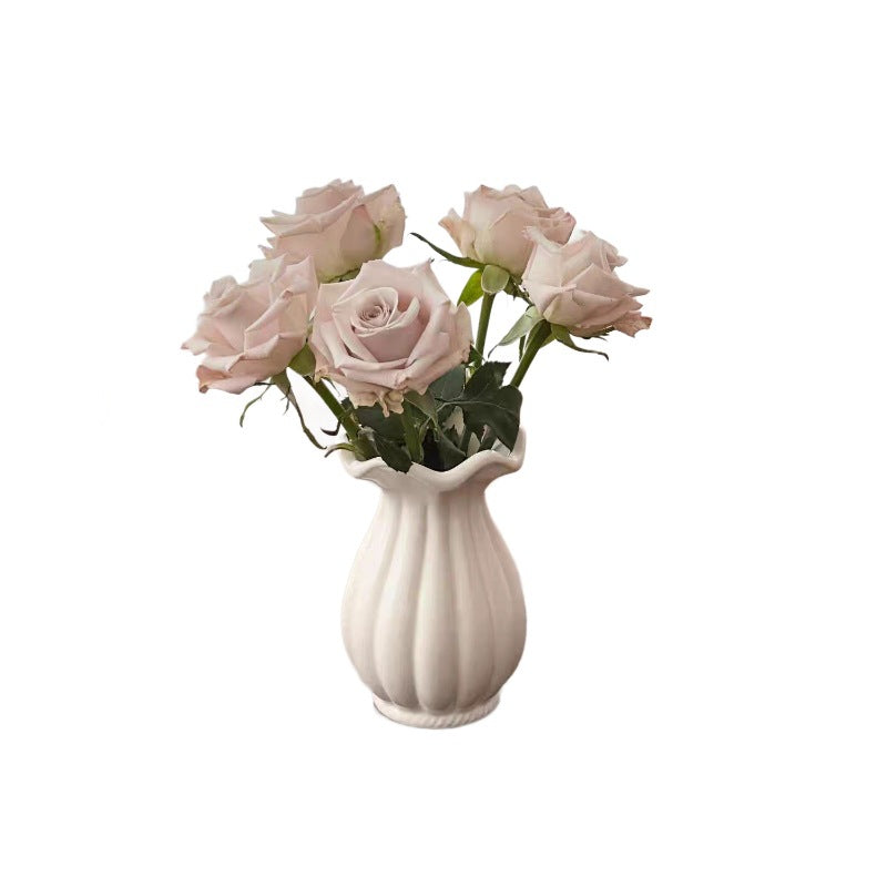 Ribbed Ceramic Flower Vase Kalsten