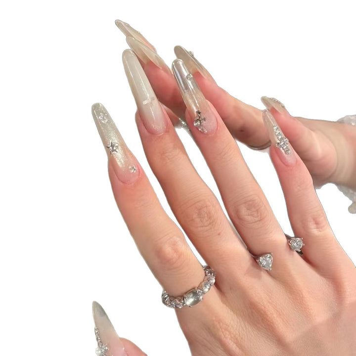 Glamorous Crystal-Studded Stiletto Nail Extensions