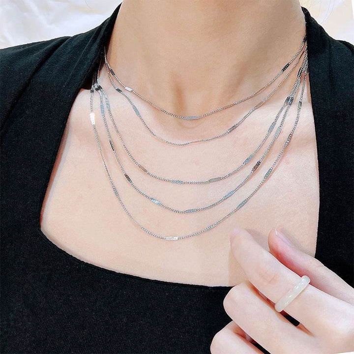Layered Silver Chain Necklace Kalsten