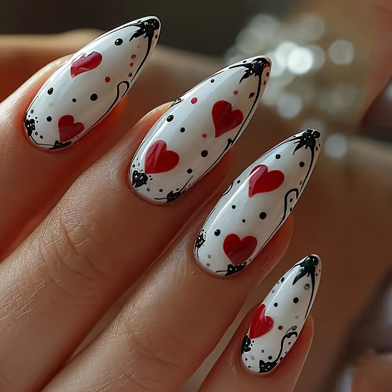 Artistic Heart-Themed Nail Art