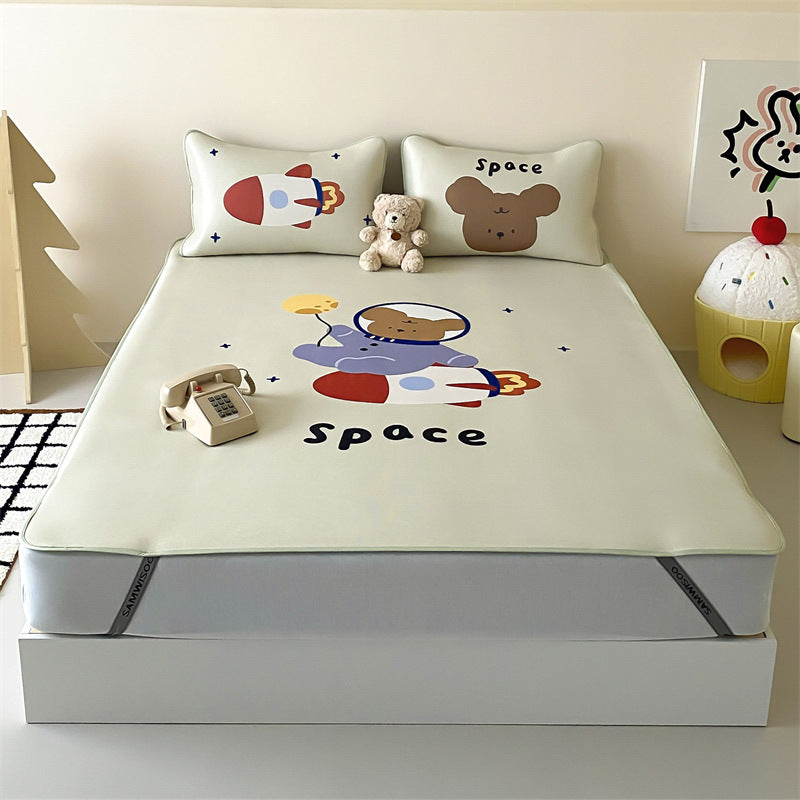 Child mattress topper with cute elephant print and non-slip bottom