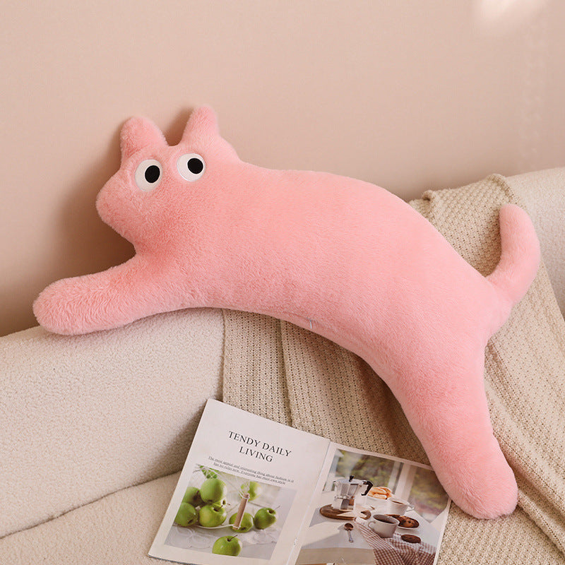 Plush cat cuddle pillow with large glitter eyes
