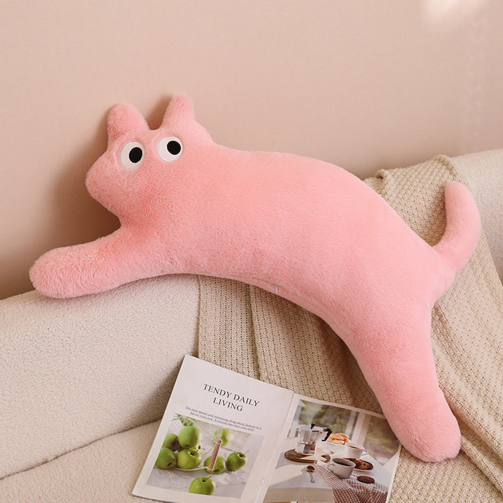 Plush cat cuddle pillow with large glitter eyes