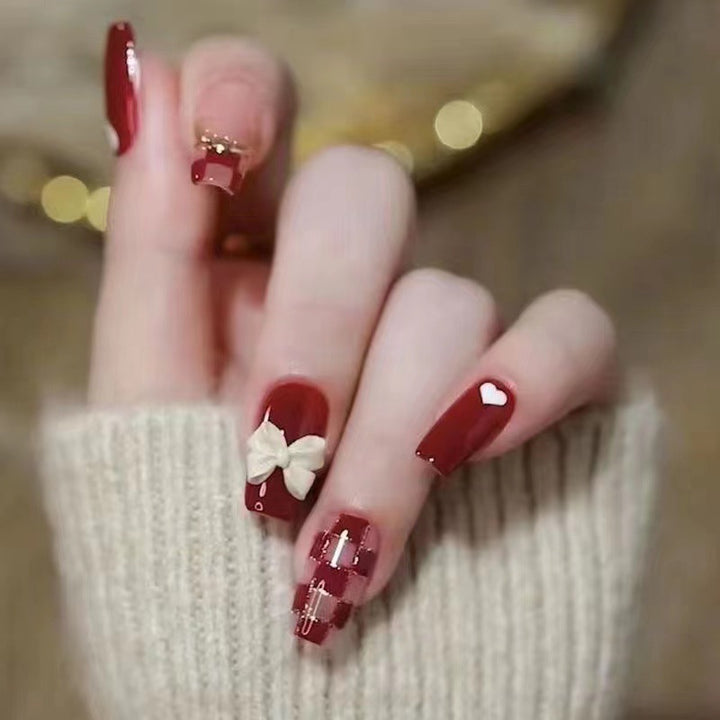 Decorative Bow-Embellished Press-On Nails