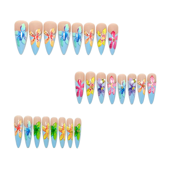 Acrylic nails with floral 3D applications Kalsten
