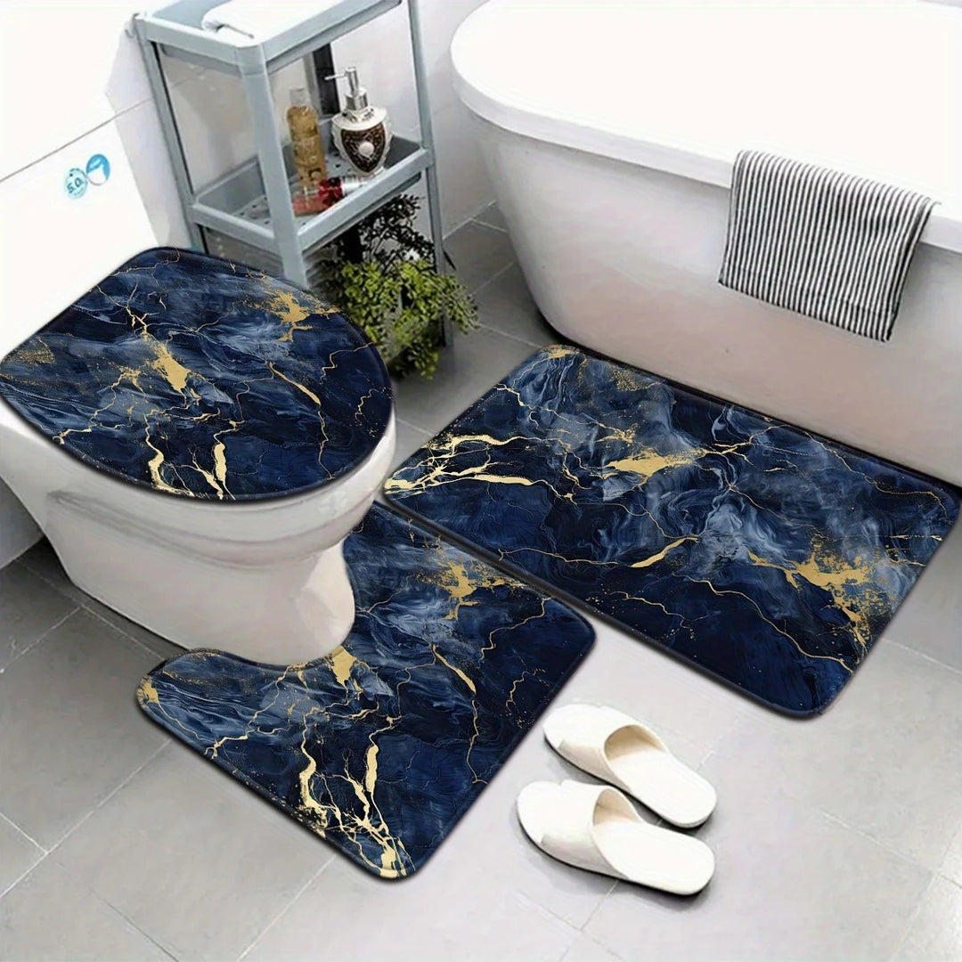 Artistic Marble Print Bath Mat Set Kalsten