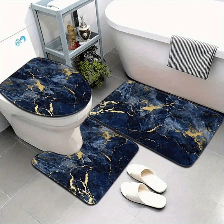 Artistic Marble Print Bath Mat Set Kalsten
