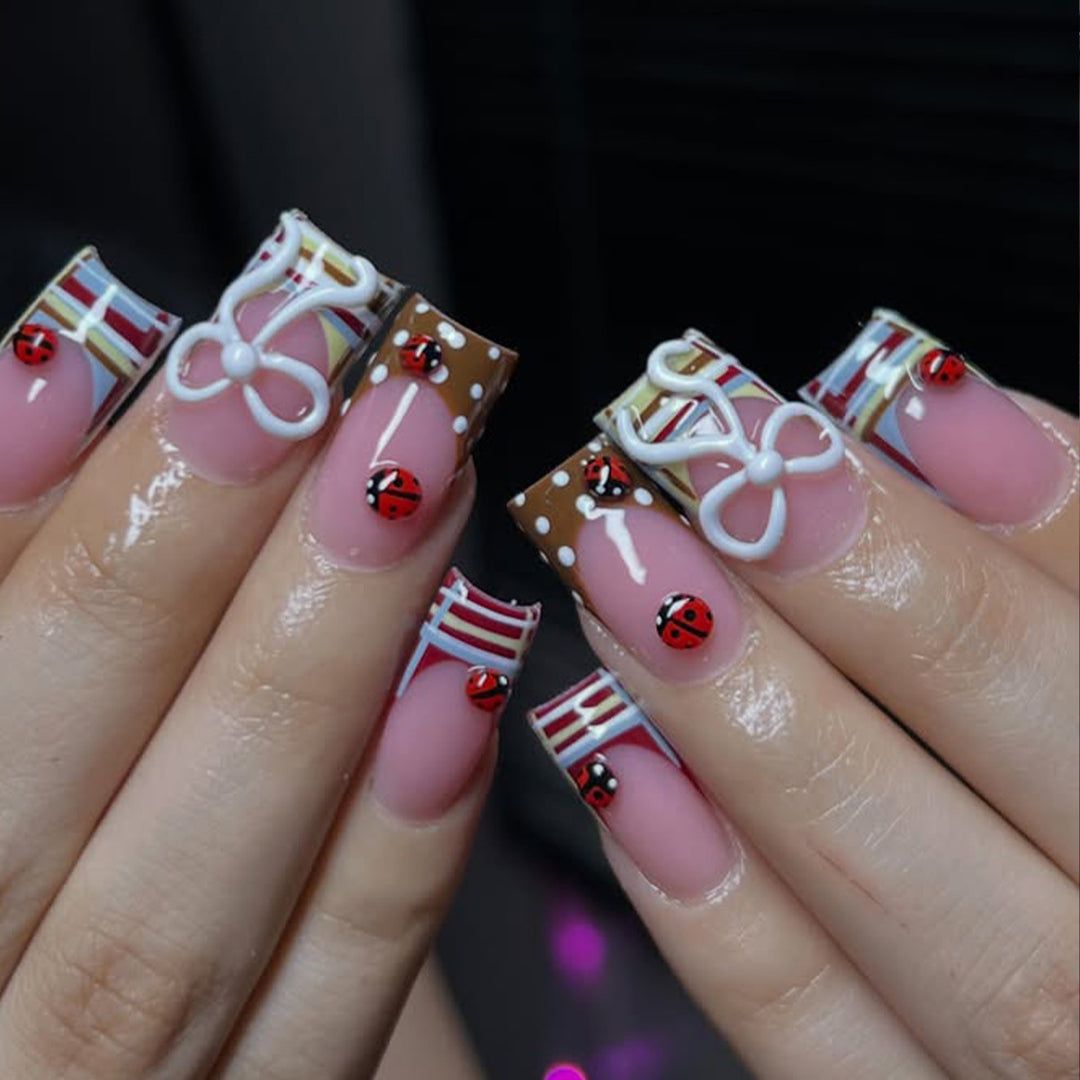 Decorative 3D Ladybug Nail Art Extensions Kalsten