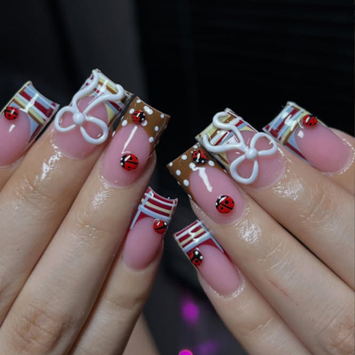 Decorative 3D Ladybug Nail Art Extensions Kalsten