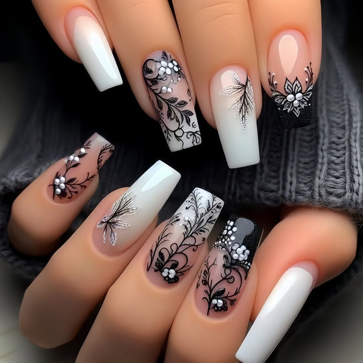 Artificial nails with elegant floral design Kalsten