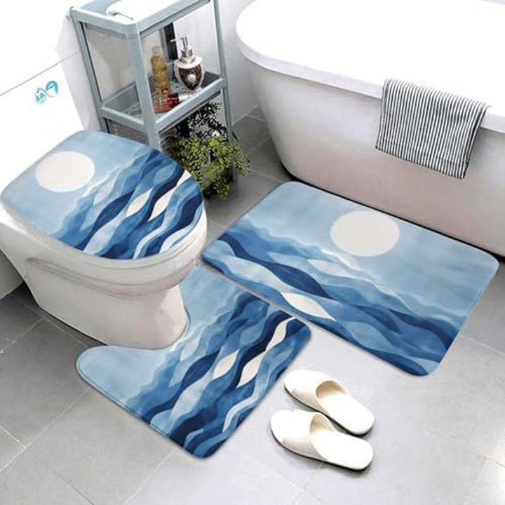 Geometric Pattern Bathroom Mat Set