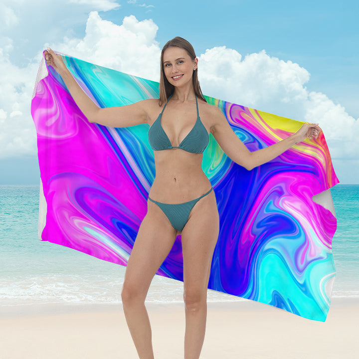 Beach towel with vibrant tropical plant motif Kalsten
