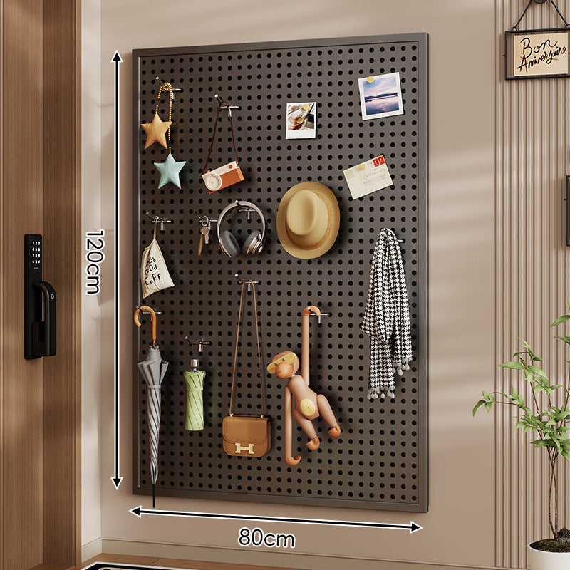 Wall-Mounted Perforated Pegboard Organizer Panel Large Square with Modular Hooks and Accessories