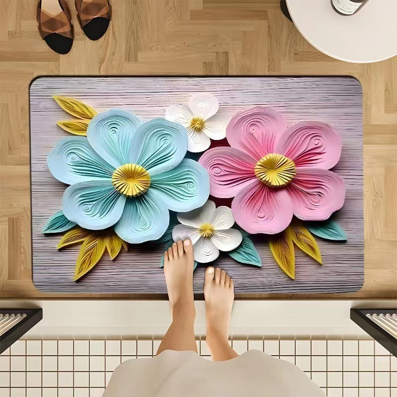 Luxurious Floral Design Bath Mat
