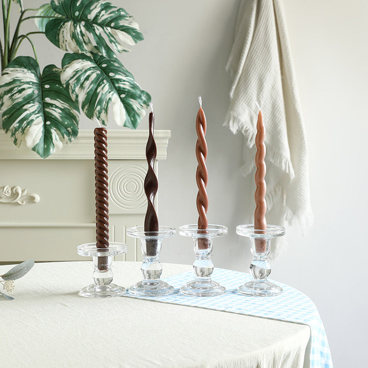 Sculptural Ribbon-Twist Taper Candle Set