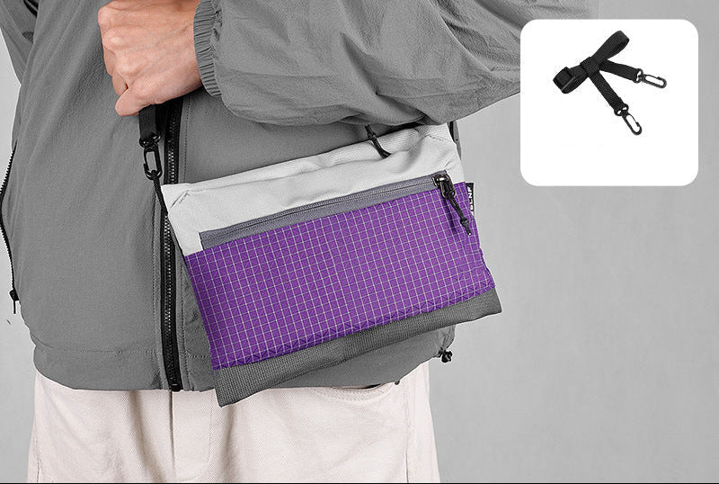 lightweight urban grid-pattern crossbody organizer bag with exterior zip pocket and adjustable strap Kalsten