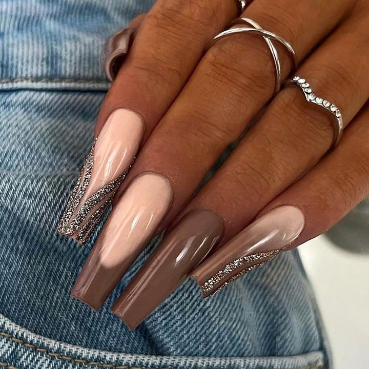 Artful gel nails with elegant rhinestone embellishments Kalsten