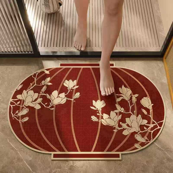 Floral-Themed Oval Bath Mat Kalsten