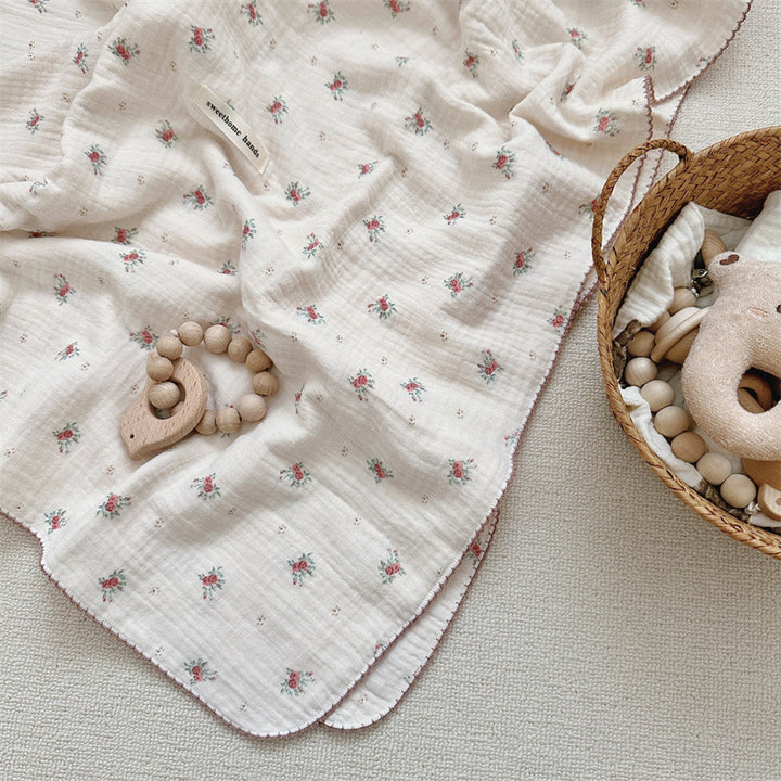 Unisex cuddly muslin blanket with elegant floral pattern Kalsten