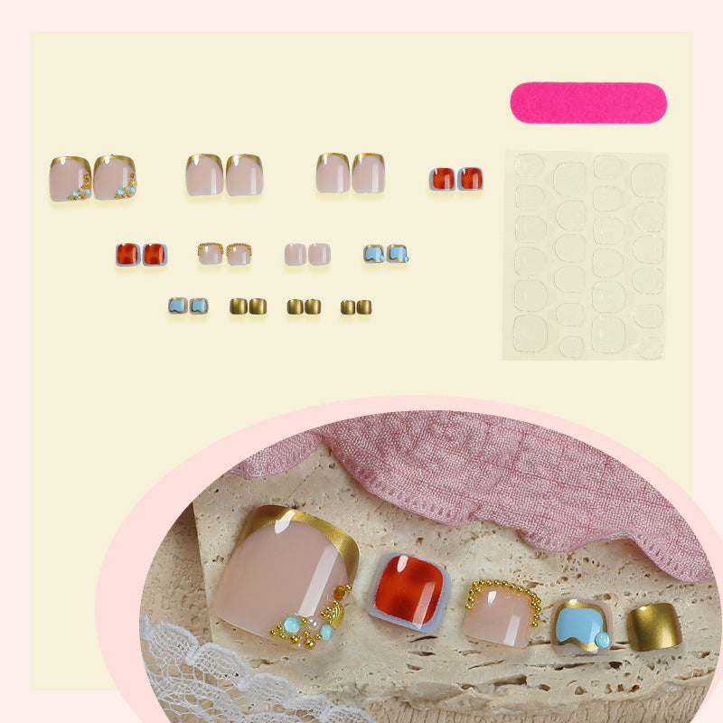 Acrylic nail set with luxurious glitter and flower adornments Kalsten