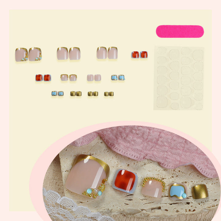 Acrylic nail set with luxurious glitter and flower adornments Kalsten