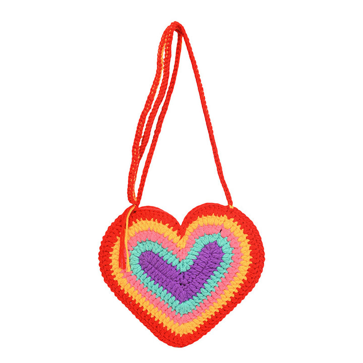 Crochet Heart-Shaped Mini Crossbody Bag