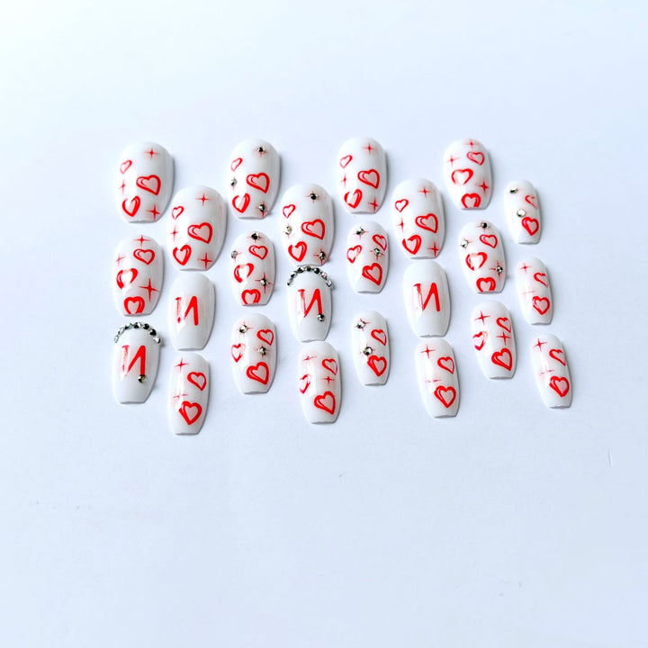 Artistic Heart and Gem Nail Art Set