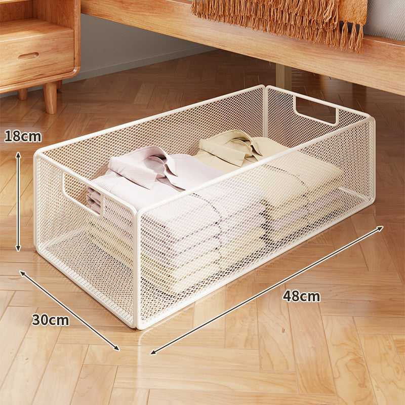 Underbed Low-Profile Metal Mesh Storage Drawer on Casters