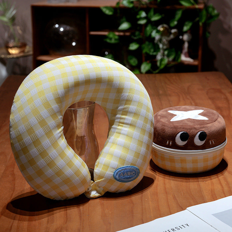 Cozy neck pillow travel pillow with plush cat design and portable storage bag