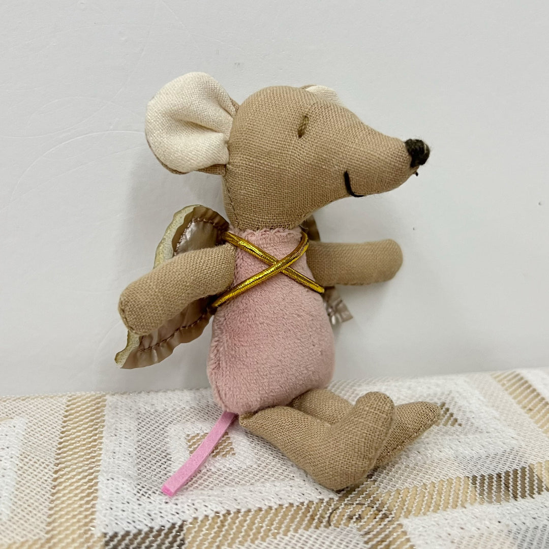 Handcrafted Cotton Plush Mouse Doll with Crochet Dress