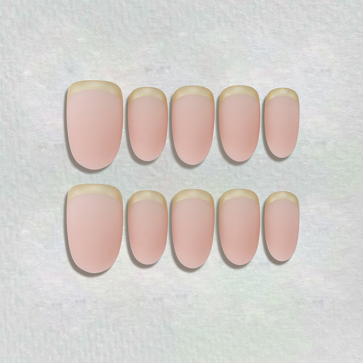 Elegant French Tip Press-On Nails with Metallic Accents Kalsten