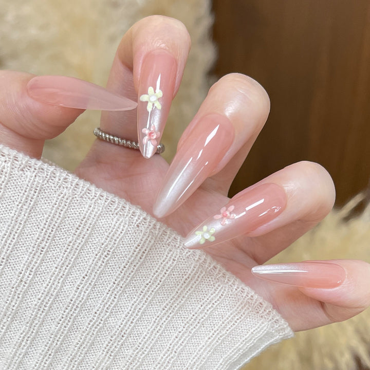 Floral-Embellished Stiletto Press-On Nails Kalsten
