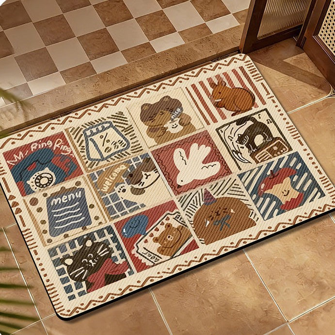 Whimsical Animal-Themed Decorative Area Mat