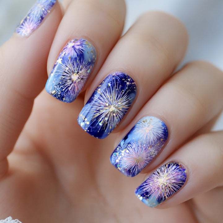 Fireworks-Themed Acrylic Nail Art Designs Kalsten