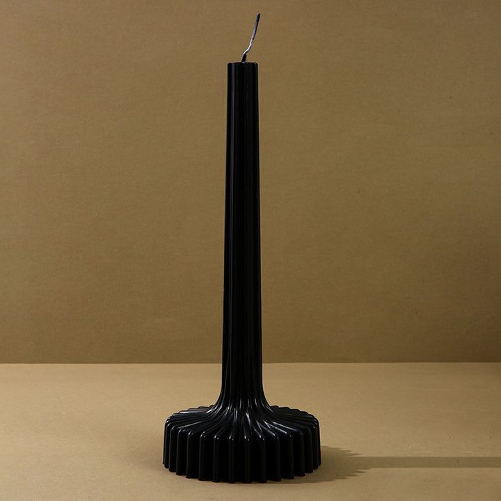 Sculptural Fluted Pedestal-Taper Candle with Radial Pleated Base