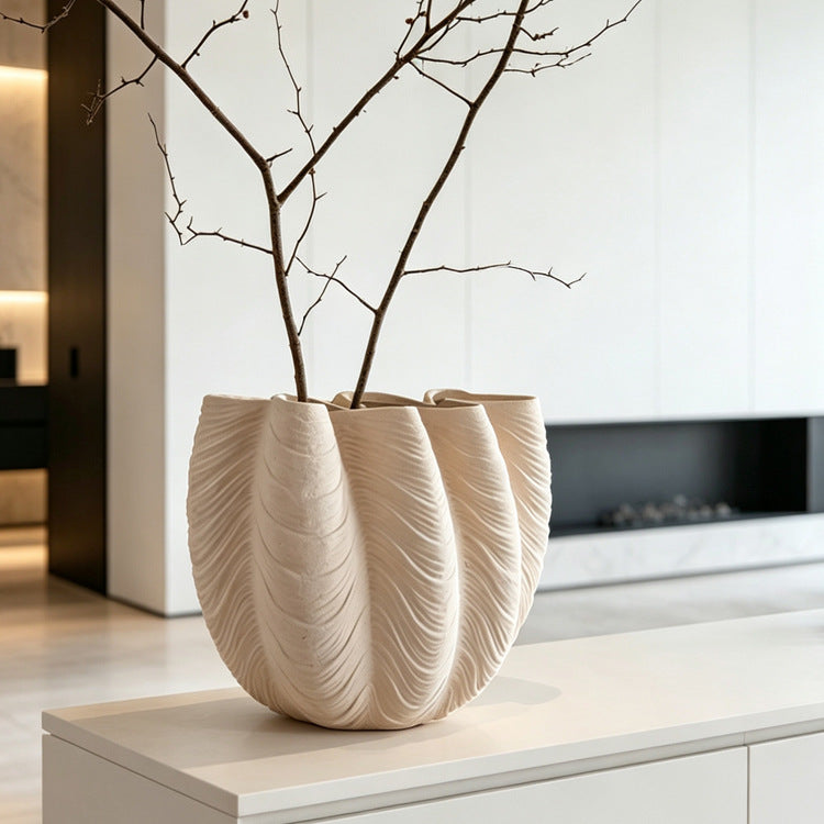 Leaf-Textured Decorative Planter