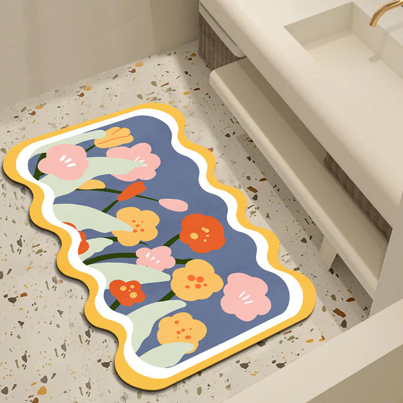 Floral Patterned Bathroom Mat