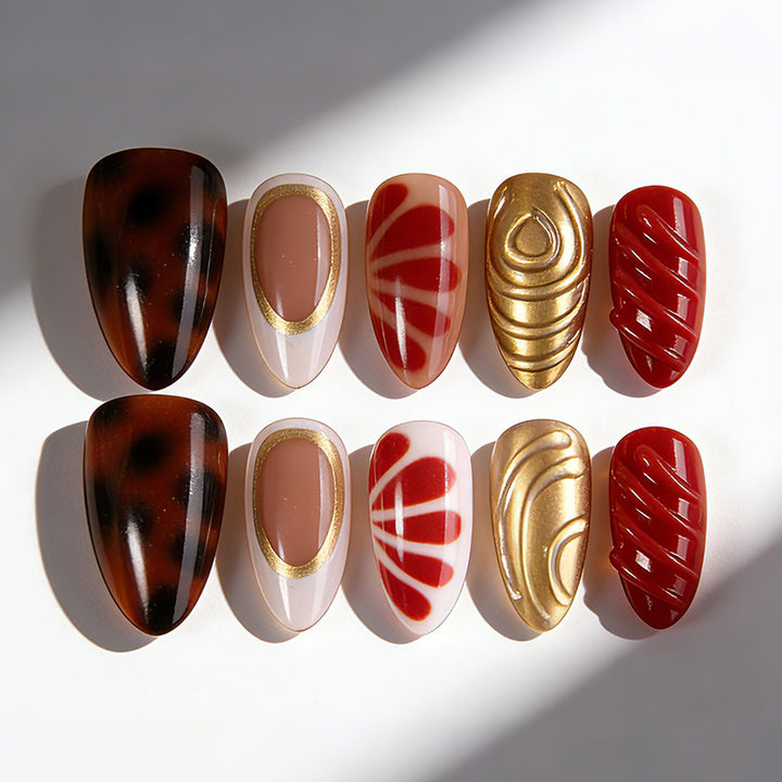 Decorative Press-On Nail Art Set with Unique Seasonal Designs kalsten