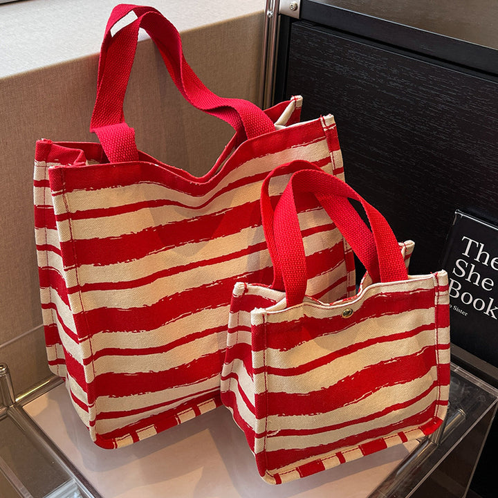 Striped Canvas Tote Bag