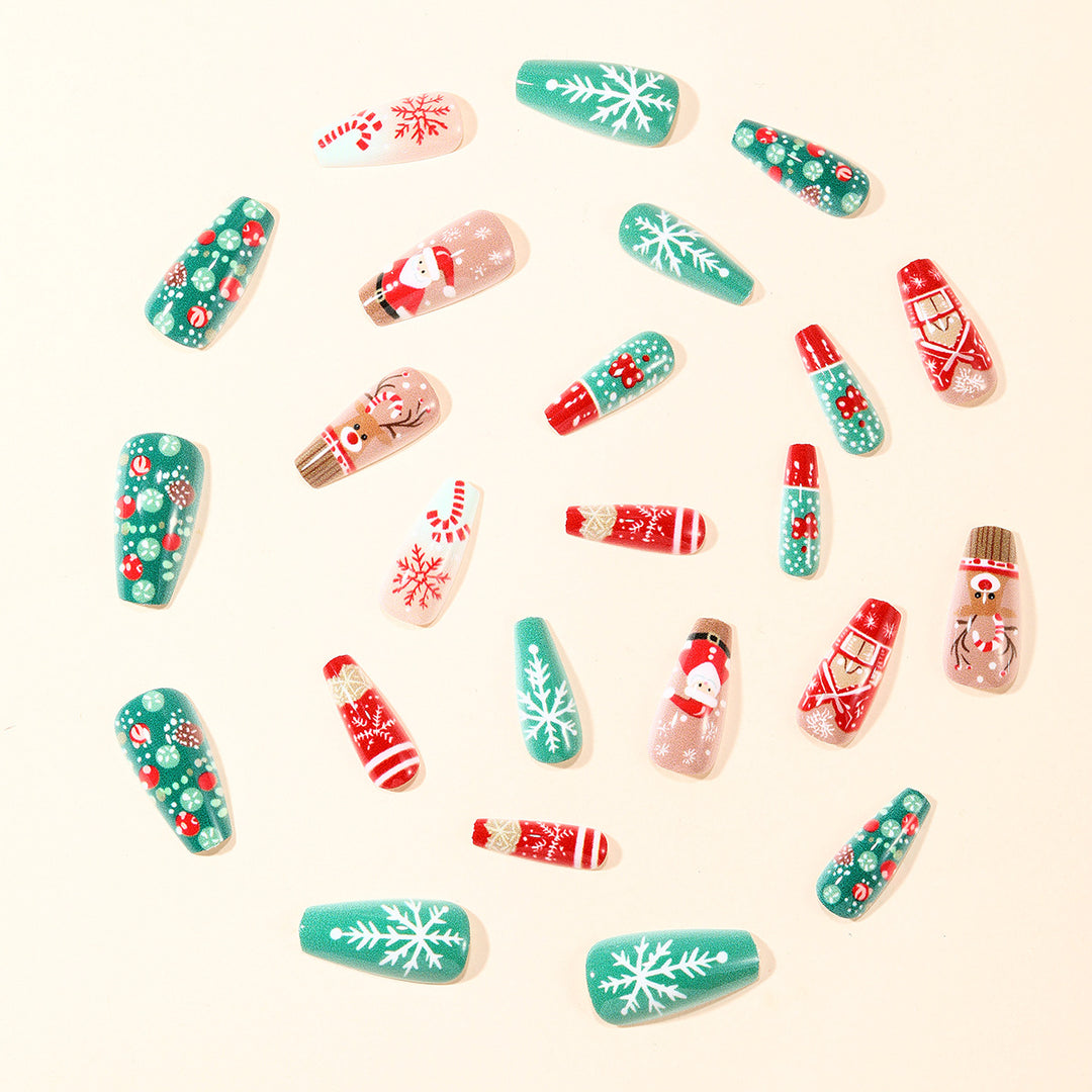 Festive Christmas-Themed 3D Nail Art Extensions Kalsten
