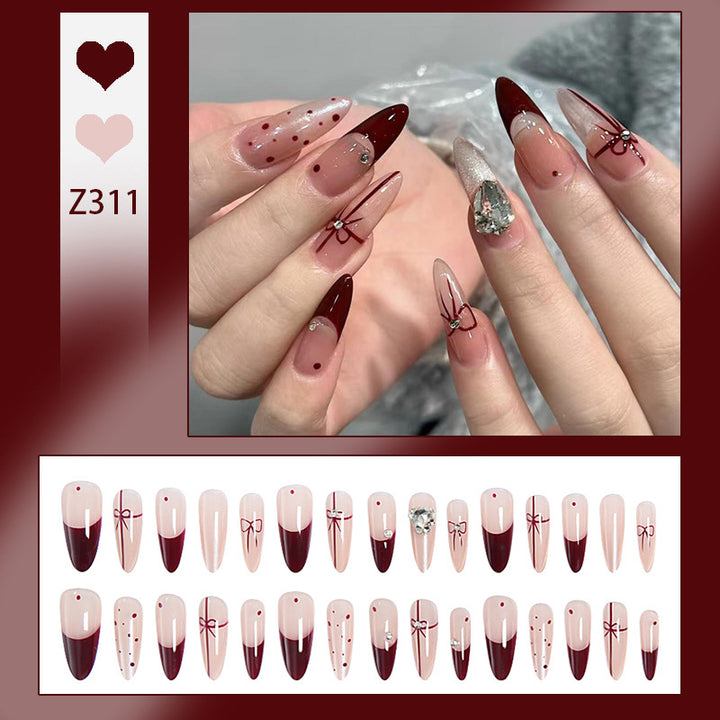 Artificial nail set with elegant bow and glitter details Kalsten