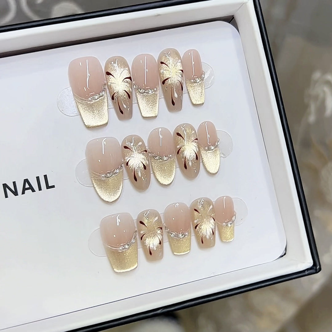 Artistic Floral Pattern Press-On Nail Set Kalsten