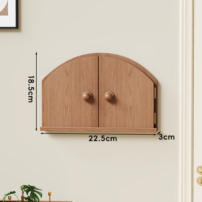 Wall-Mounted Arched Mini Storage Cabinet with Dual Doors and Narrow Display Shelf