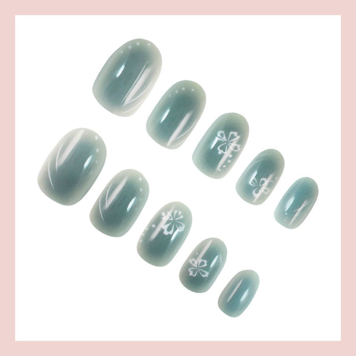Artificial nail set with floral decorations and glossy finish Kalsten